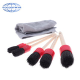 Car Cleaning Kit with 5pcs Detail Brush and 1pcs Microfiber