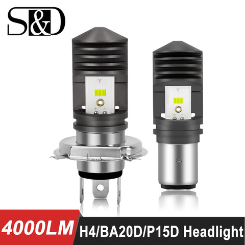 4000LM BA20D LED H6 P15D HS1 H4 Led Motorcycle Headlight Bulbs CSP Chips
